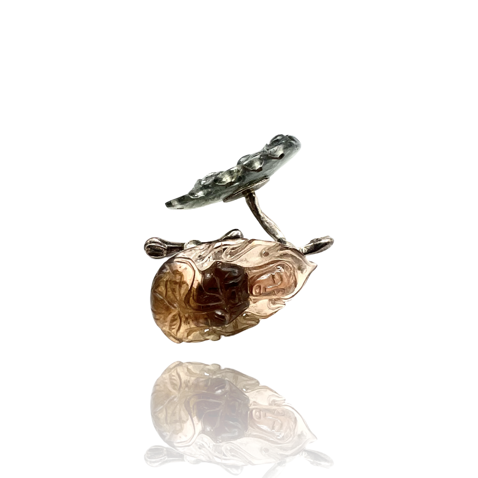 Silver and Gray and rose tournaline cufflinks