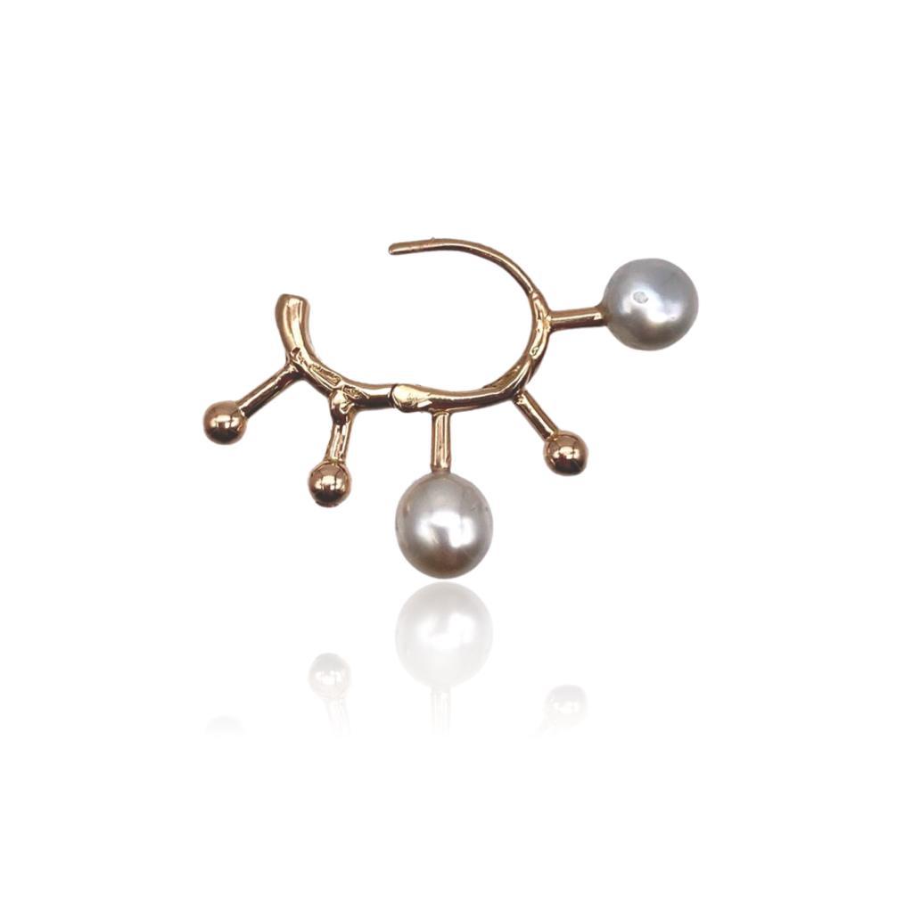 18kt Rose Gold Afro Earrings with Keshi Pearls
