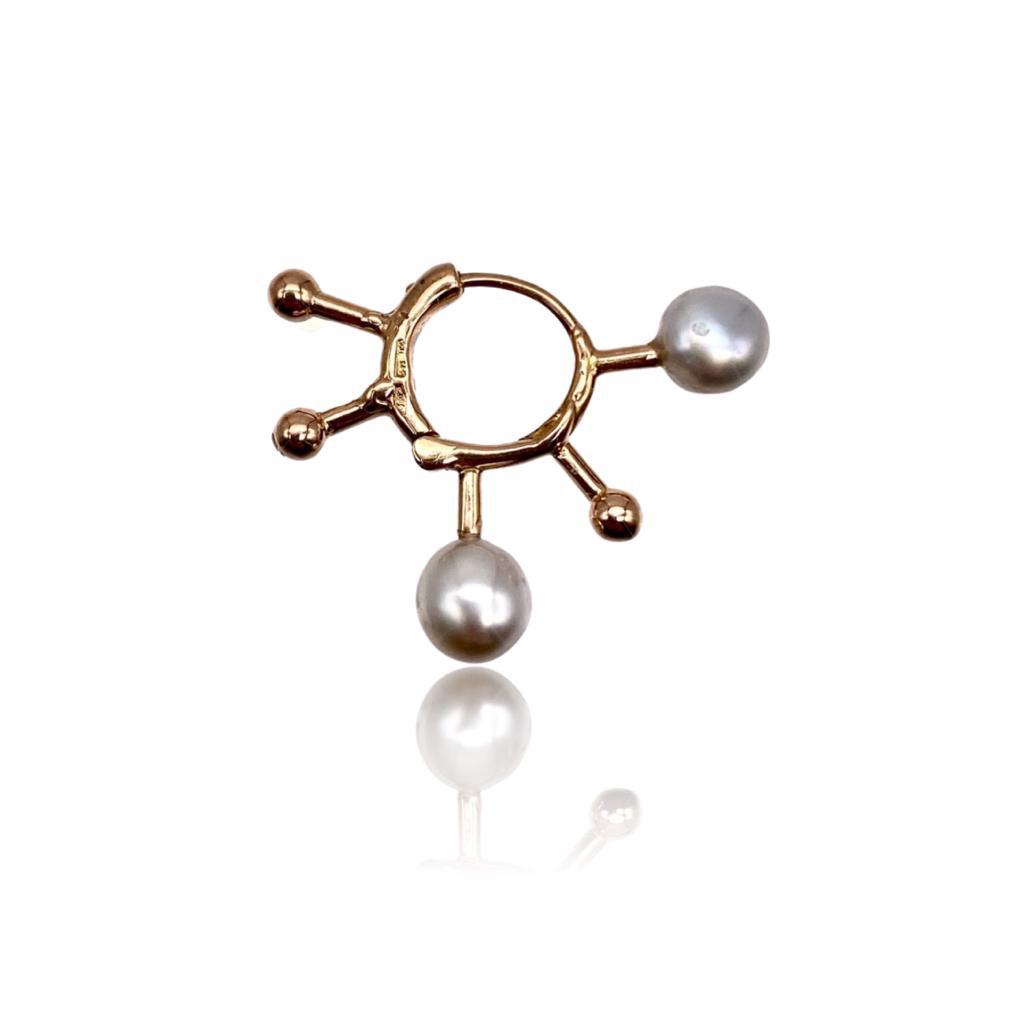 18kt Rose Gold Afro Earrings with Keshi Pearls