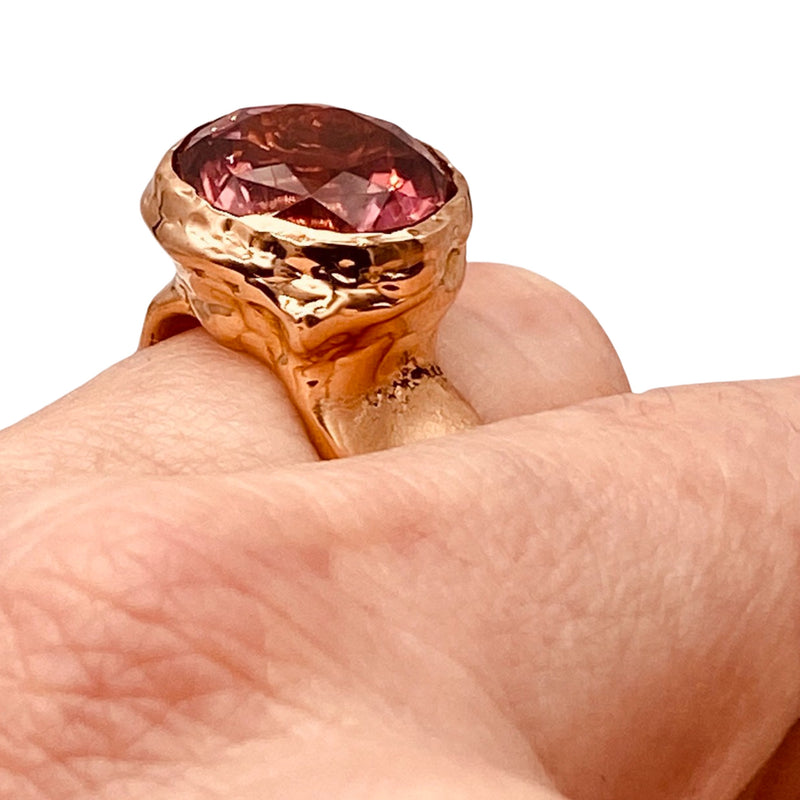 18kt Rose Gold Chevalier Ring with Rubellite