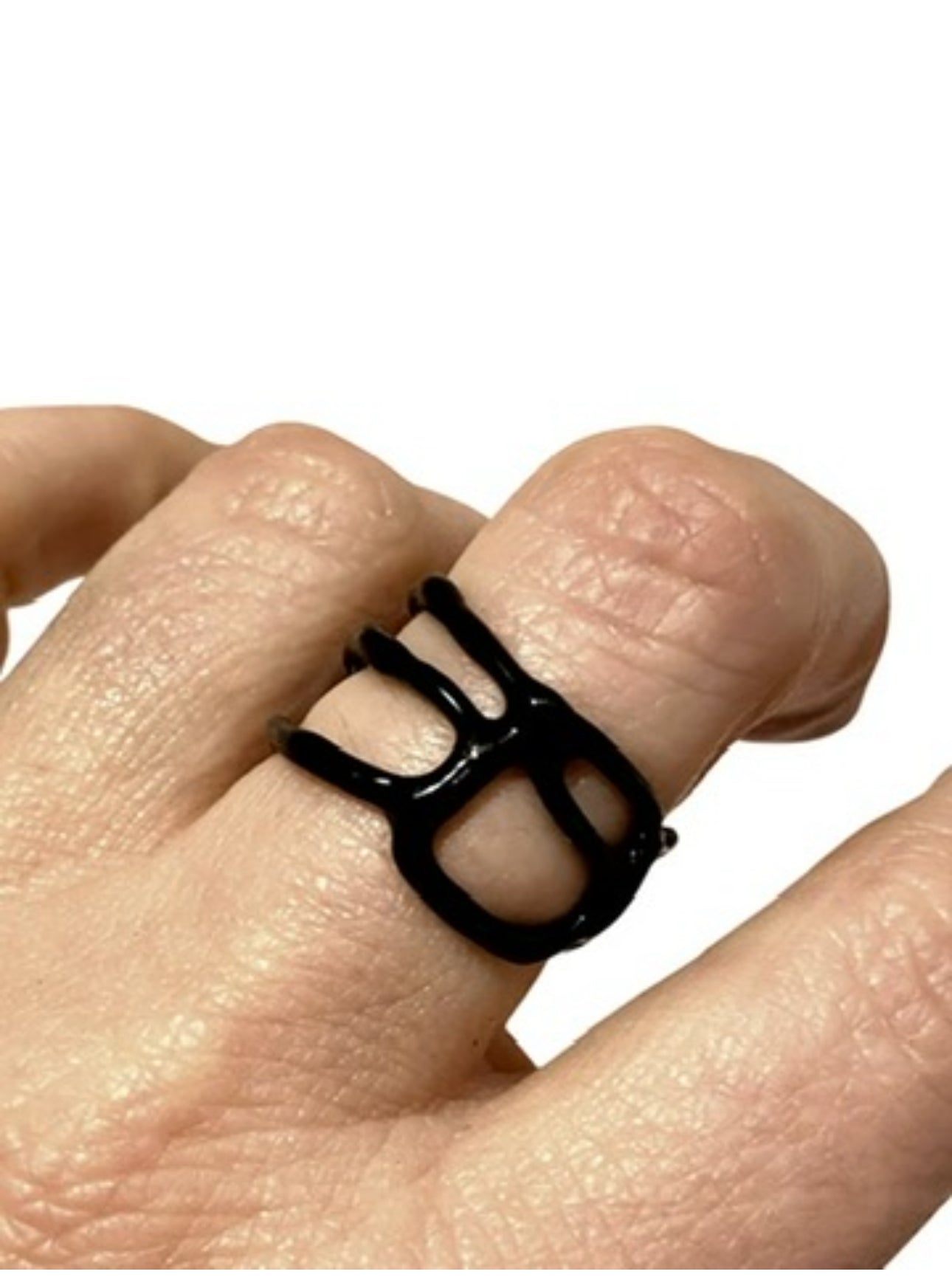 Silver Enamel Plated Organic Ring