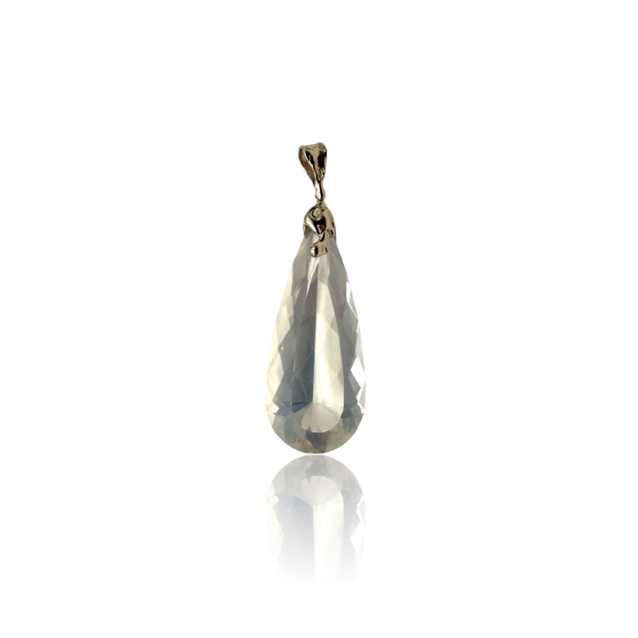 9KT White Gold Pendant with white Quartz
