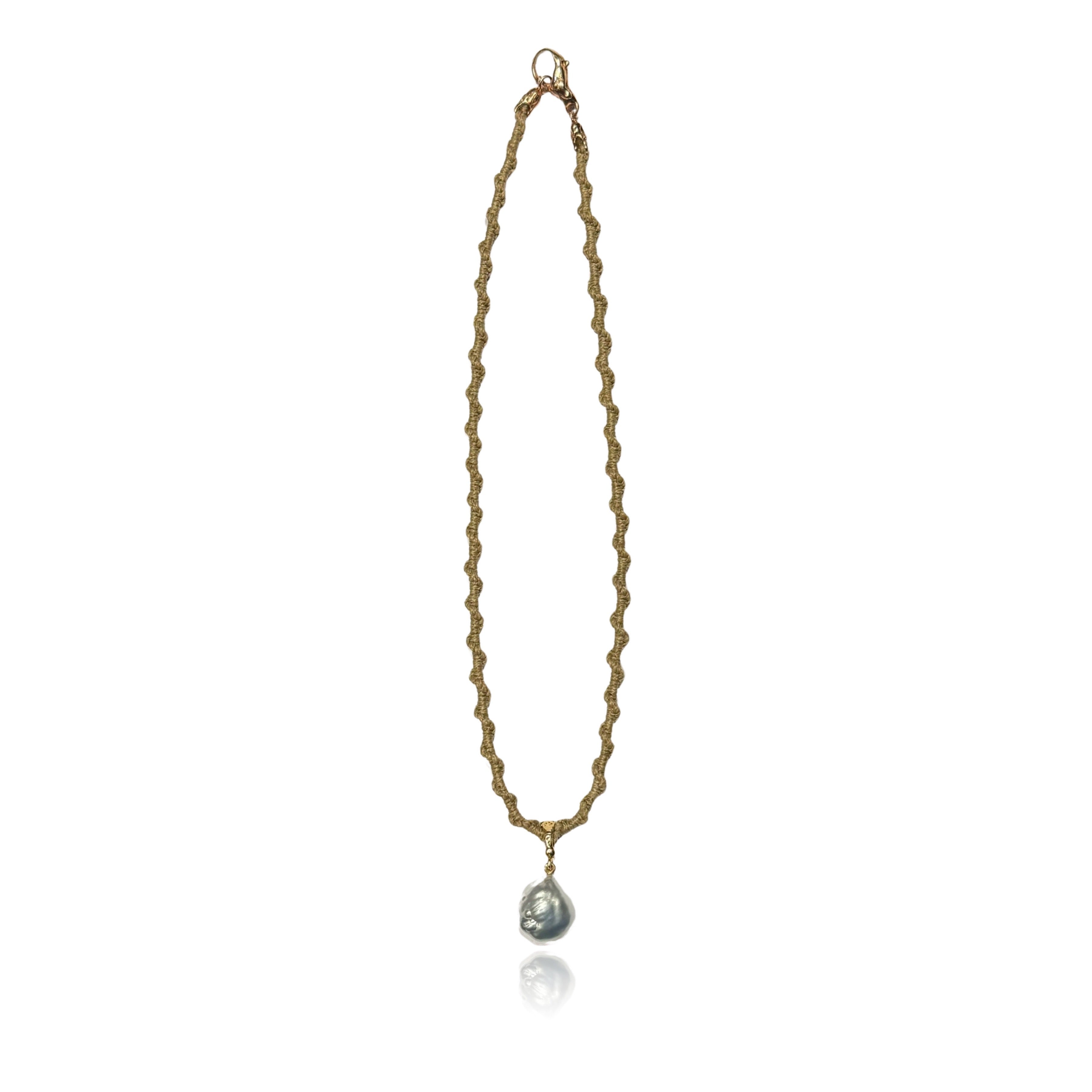 Macrame’ Ecru’ Cord with 925 Silver Clasp Plated with Rhodium