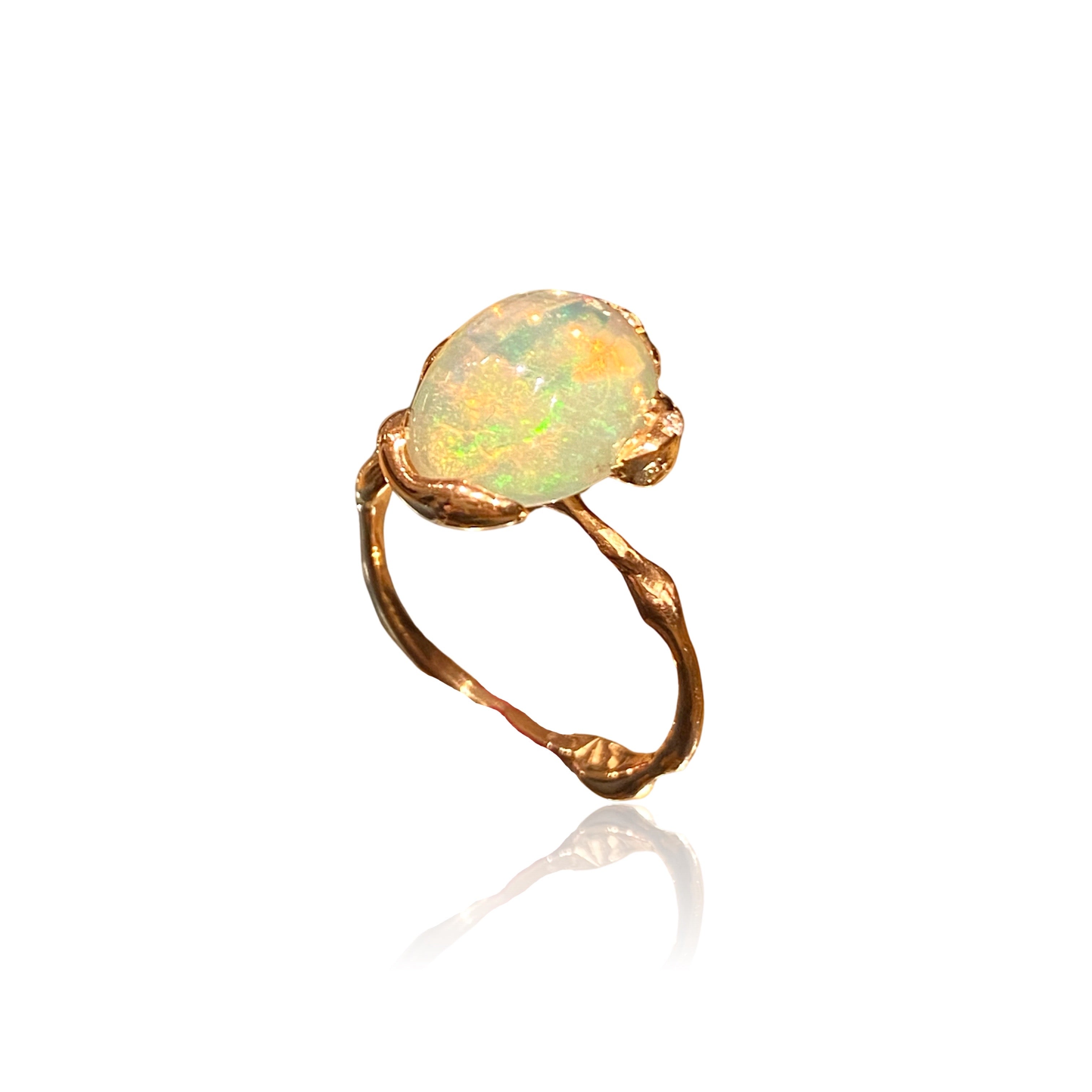 18kt Rose Gold Microbo Ring with Ethiopian Opal and Diamonds