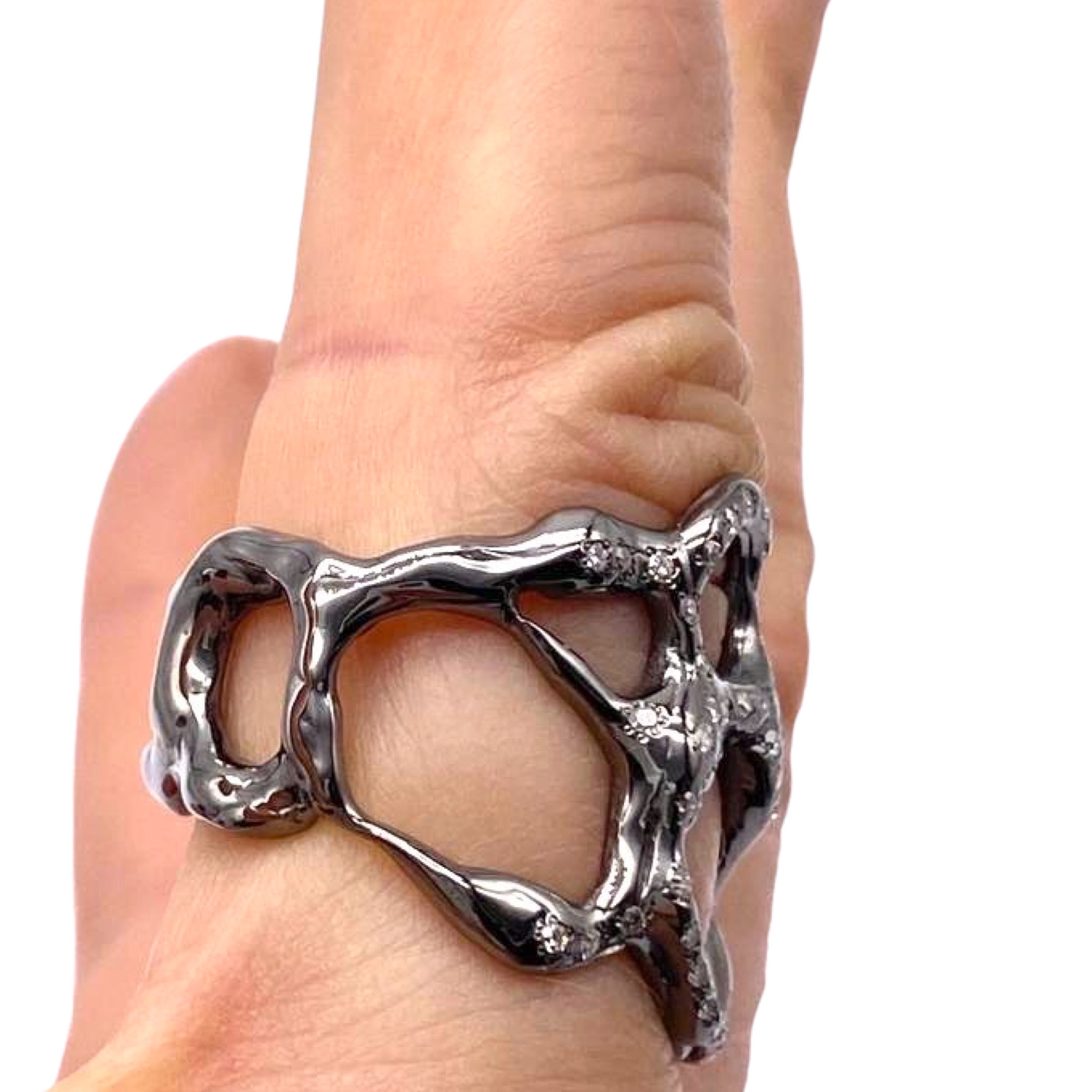 18kt Black Gold Crateri Ring with Diamonds