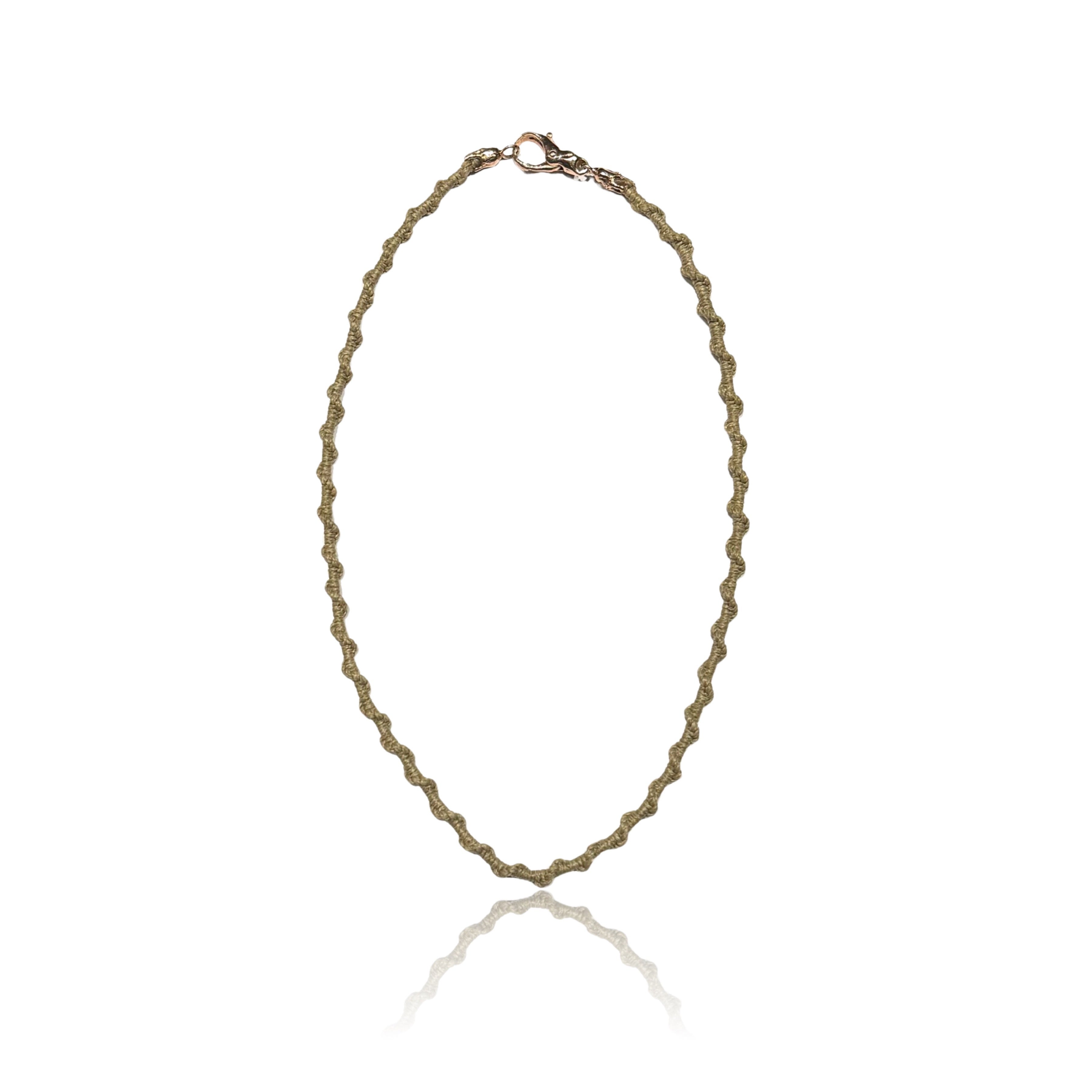 Macrame’ Ecru’ Cord with 925 Silver Clasp Plated with Rhodium