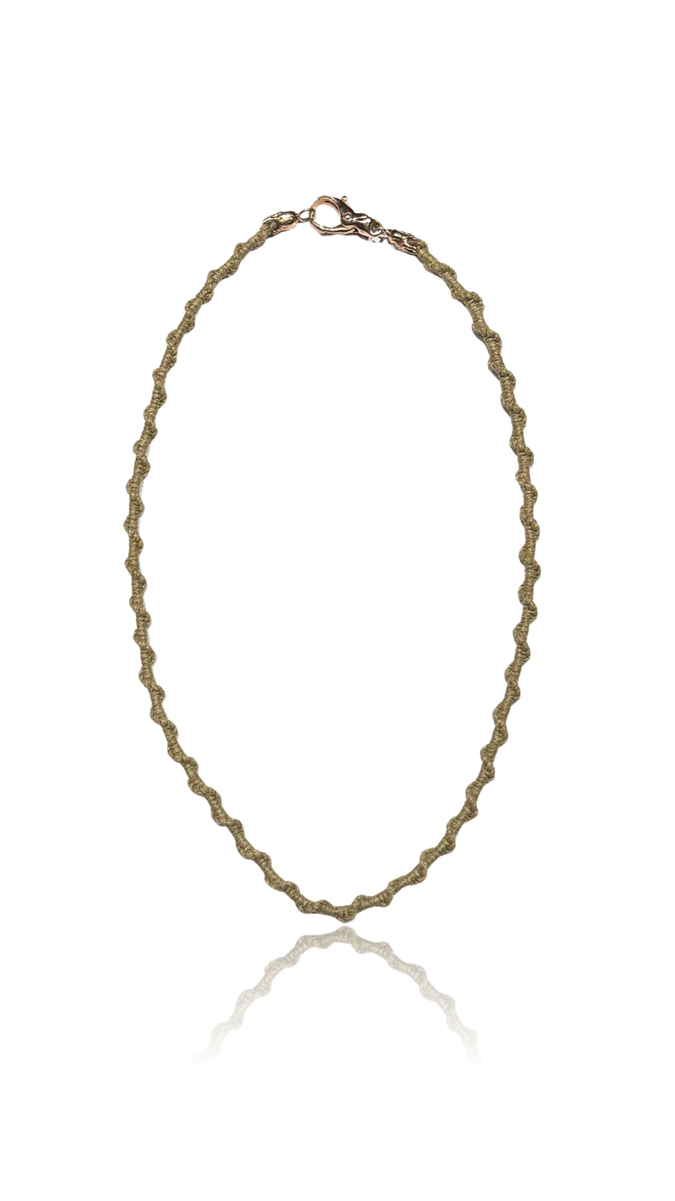 Macrame’ Ecru’ Cord with 925 Silver Clasp Plated with Rhodium