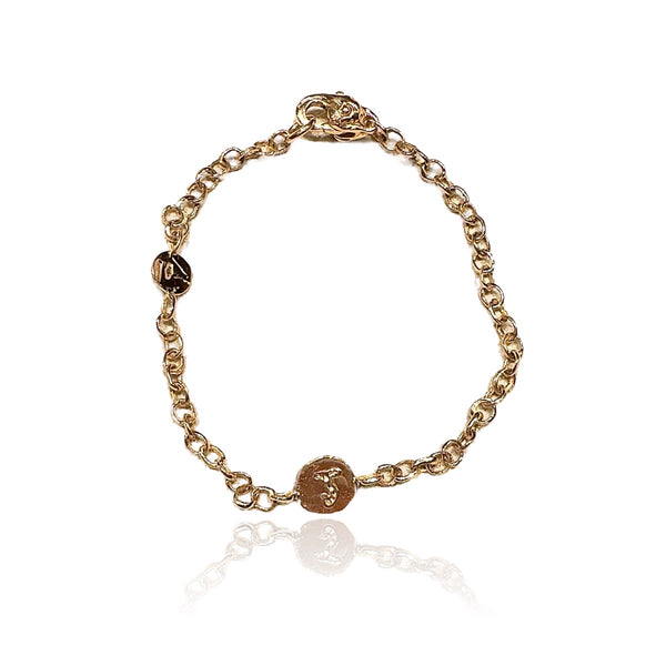 18kt Rose Gold micro micro bracelet with medal