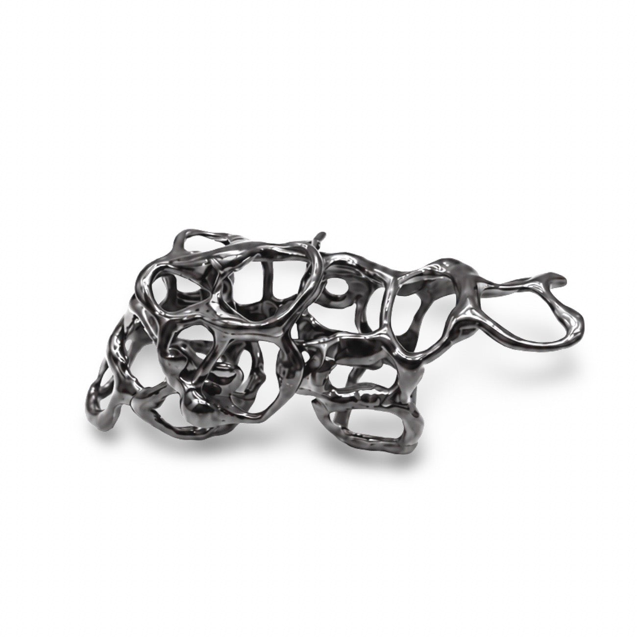 Silver and Black Enamel Armour Ring
