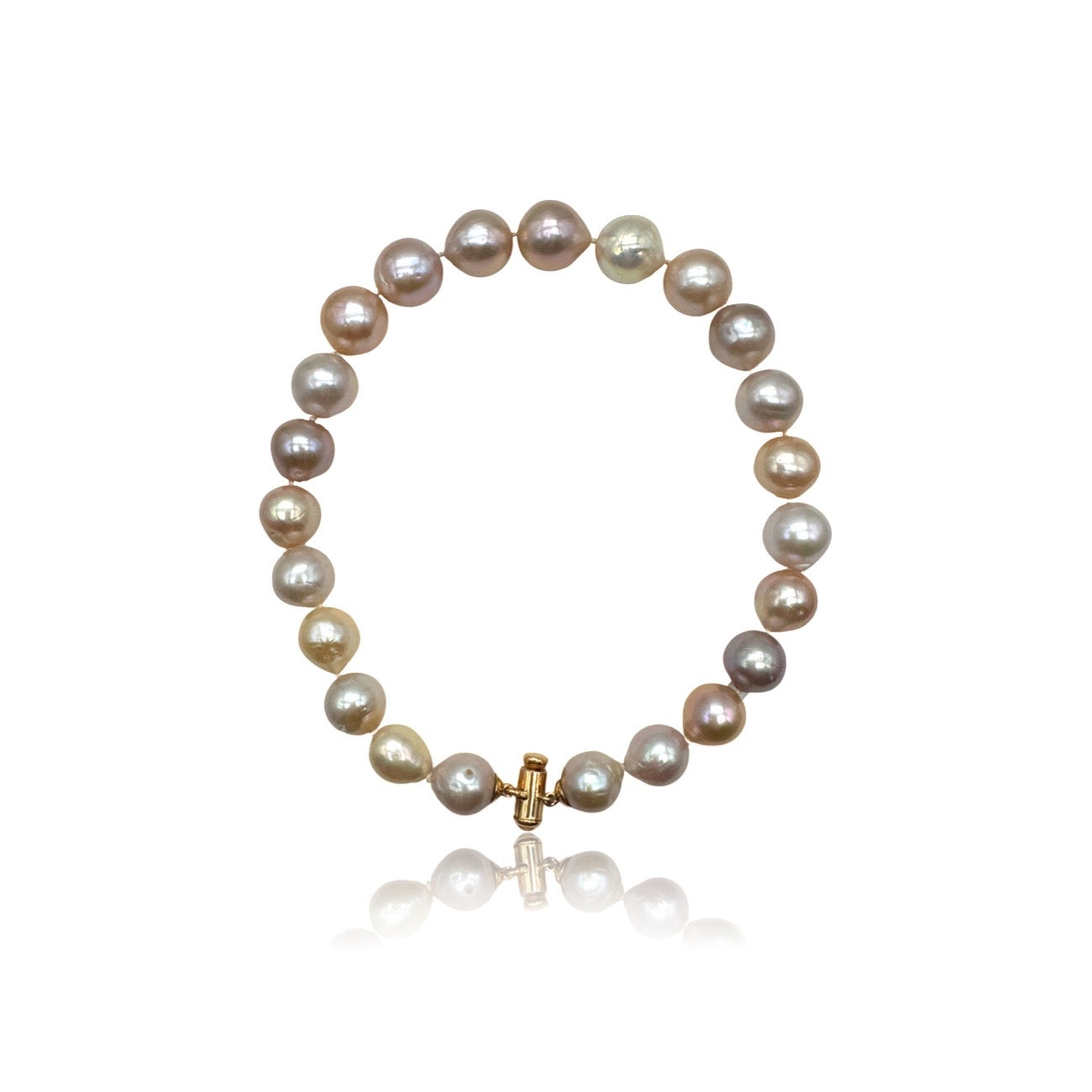 18 kt rose gold fresh water pink pearls necklace