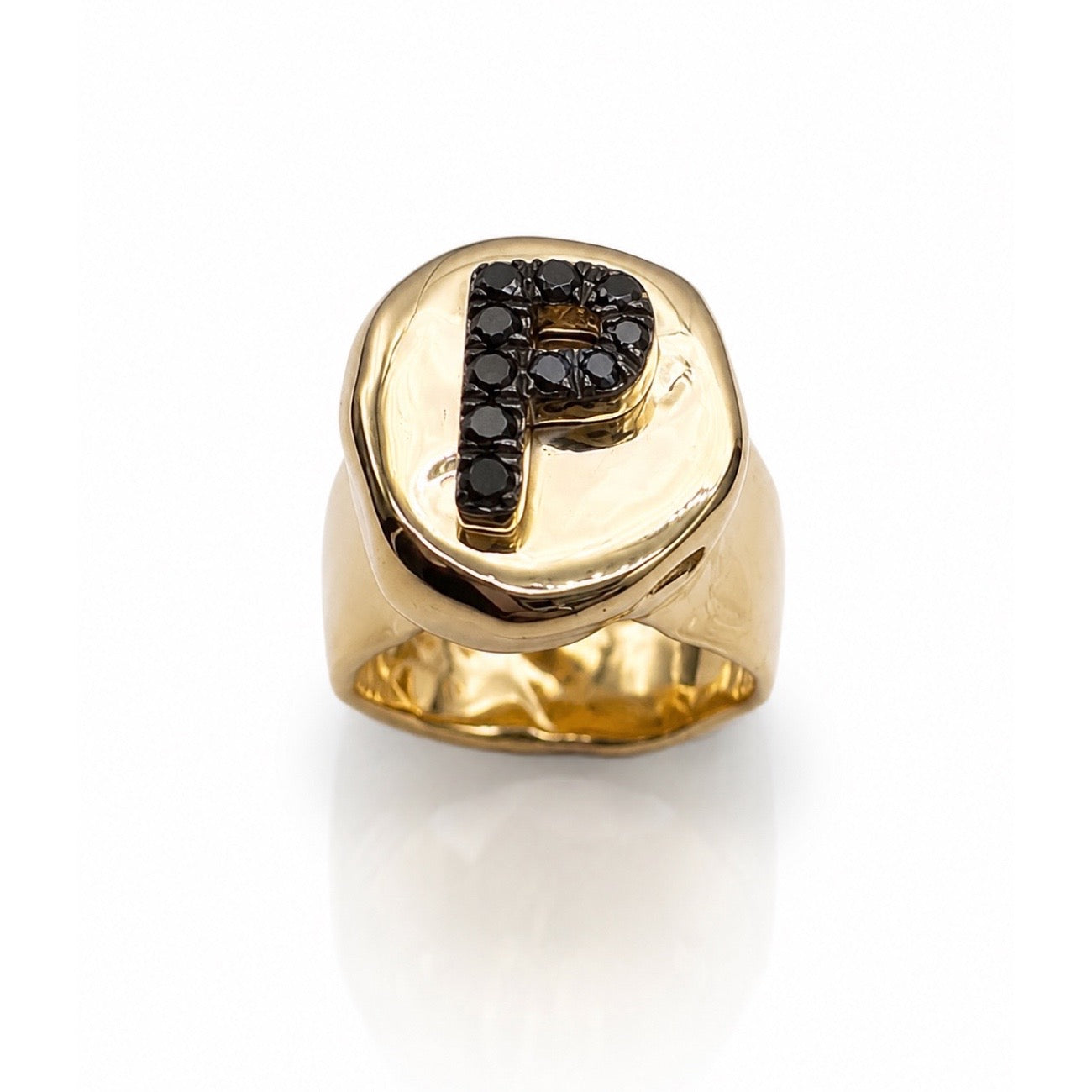 Yellow Gold Round Chevalier Ring