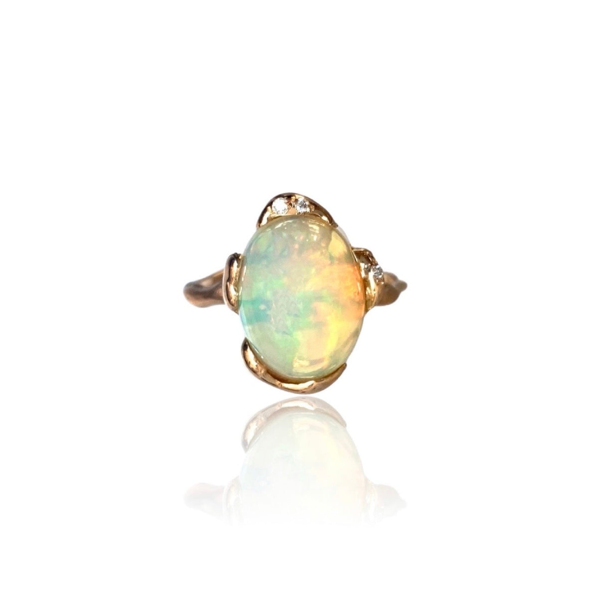 18kt Rose Gold Microbo Ring with Ethiopian Opal and Diamonds