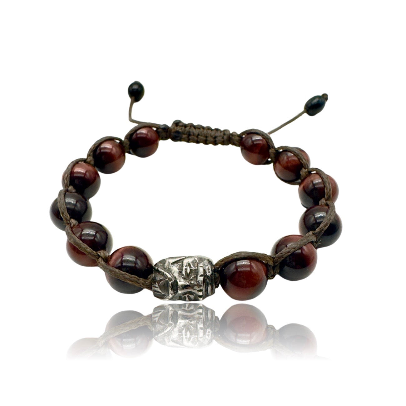 Sterling Silver Mask bracelet with Brown Tiger Eye beads
