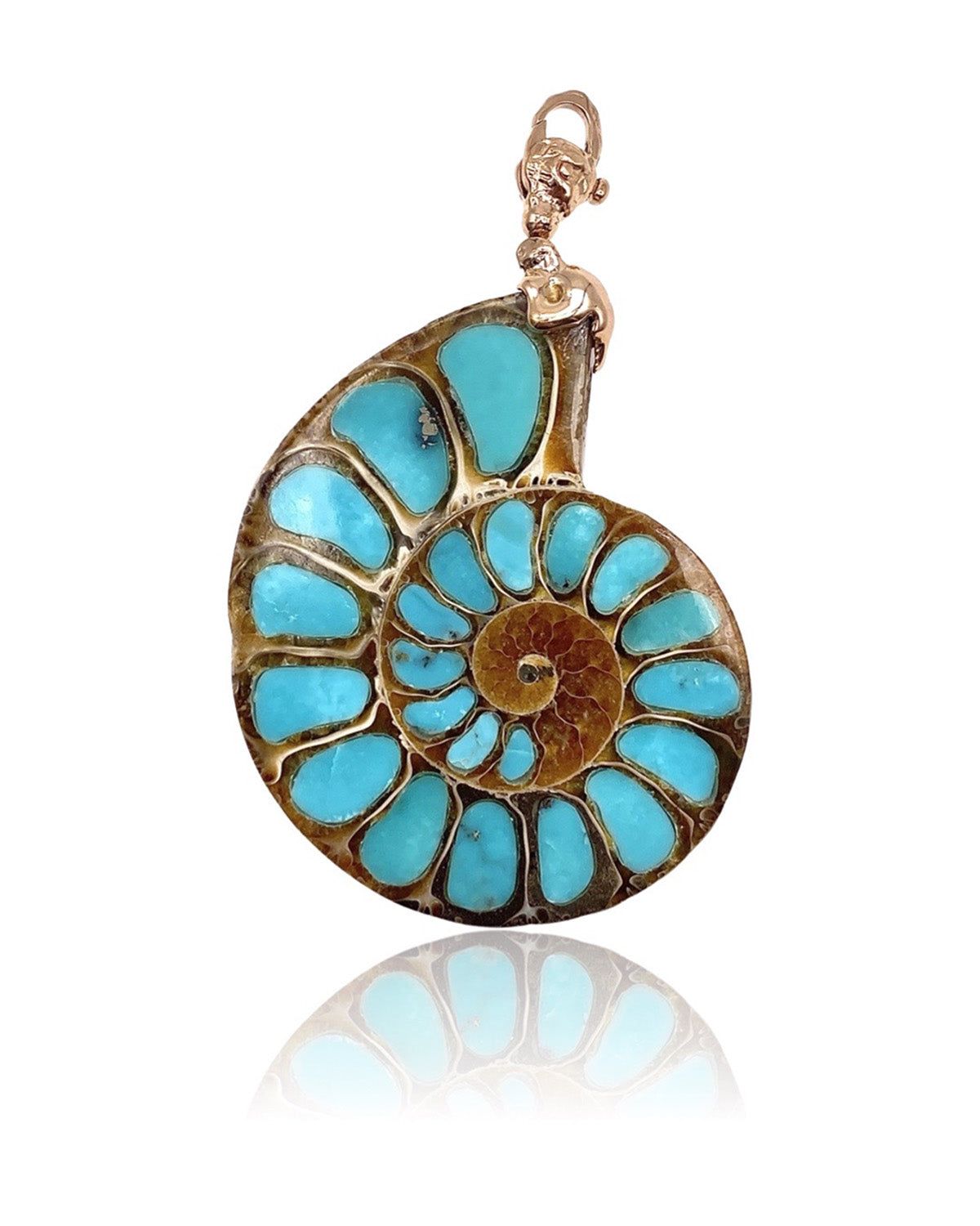 Turquoise Ammonite Pendant 18kt Rose Gold
