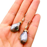 18k Rose gold Tahitian keshi  Pearls Earrings