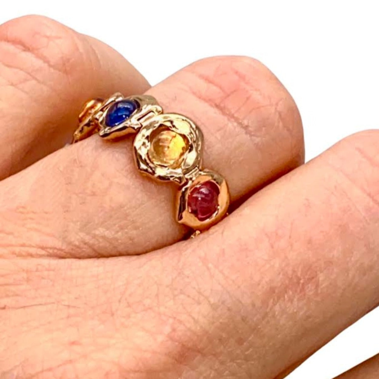 Tennis Ring With Multicolor Sapphires