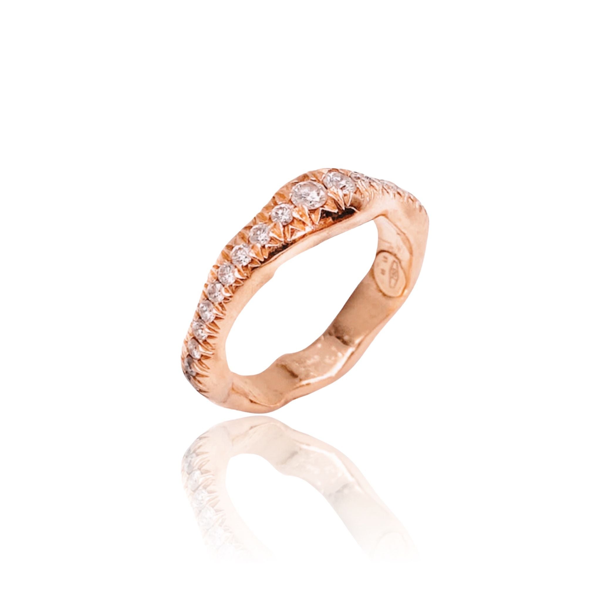 18kt Gold Organic Band with Black Diamonds