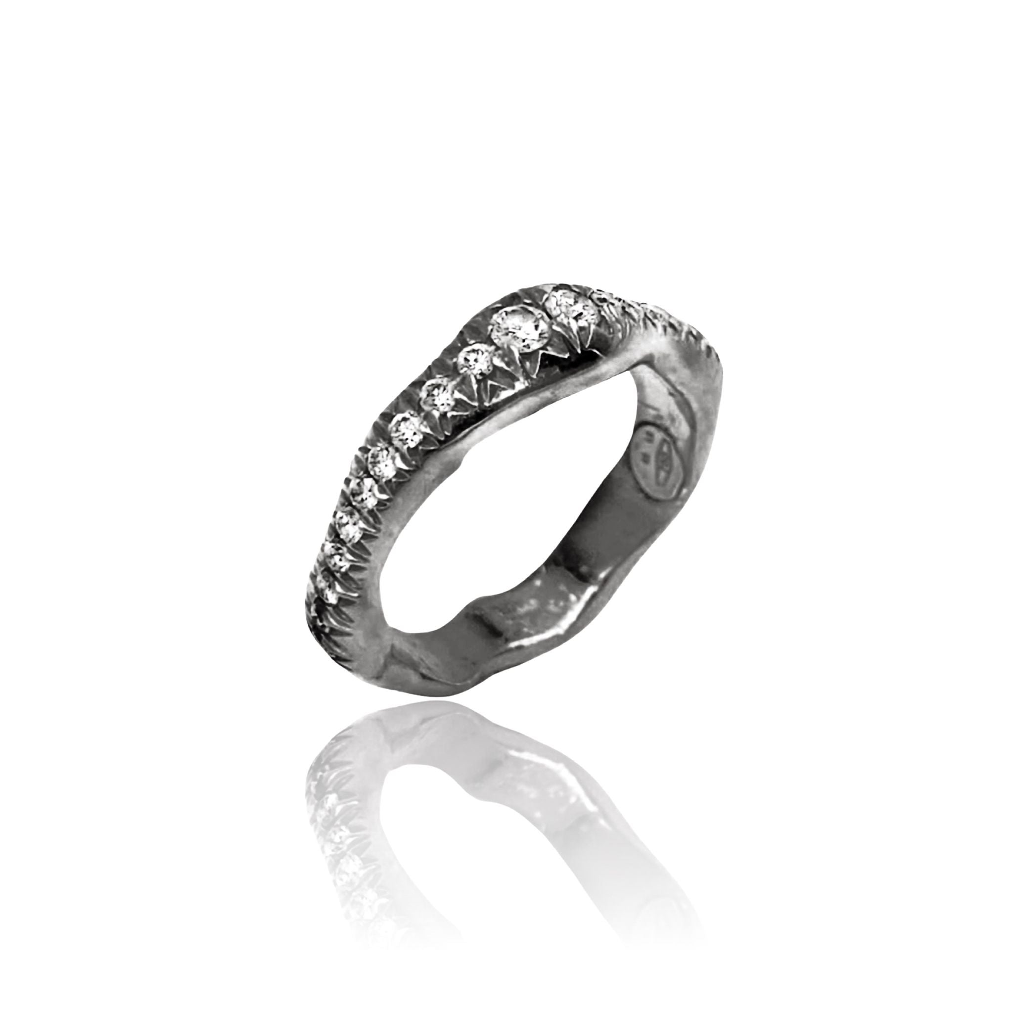 18kt Gold Organic Band with Black Diamonds
