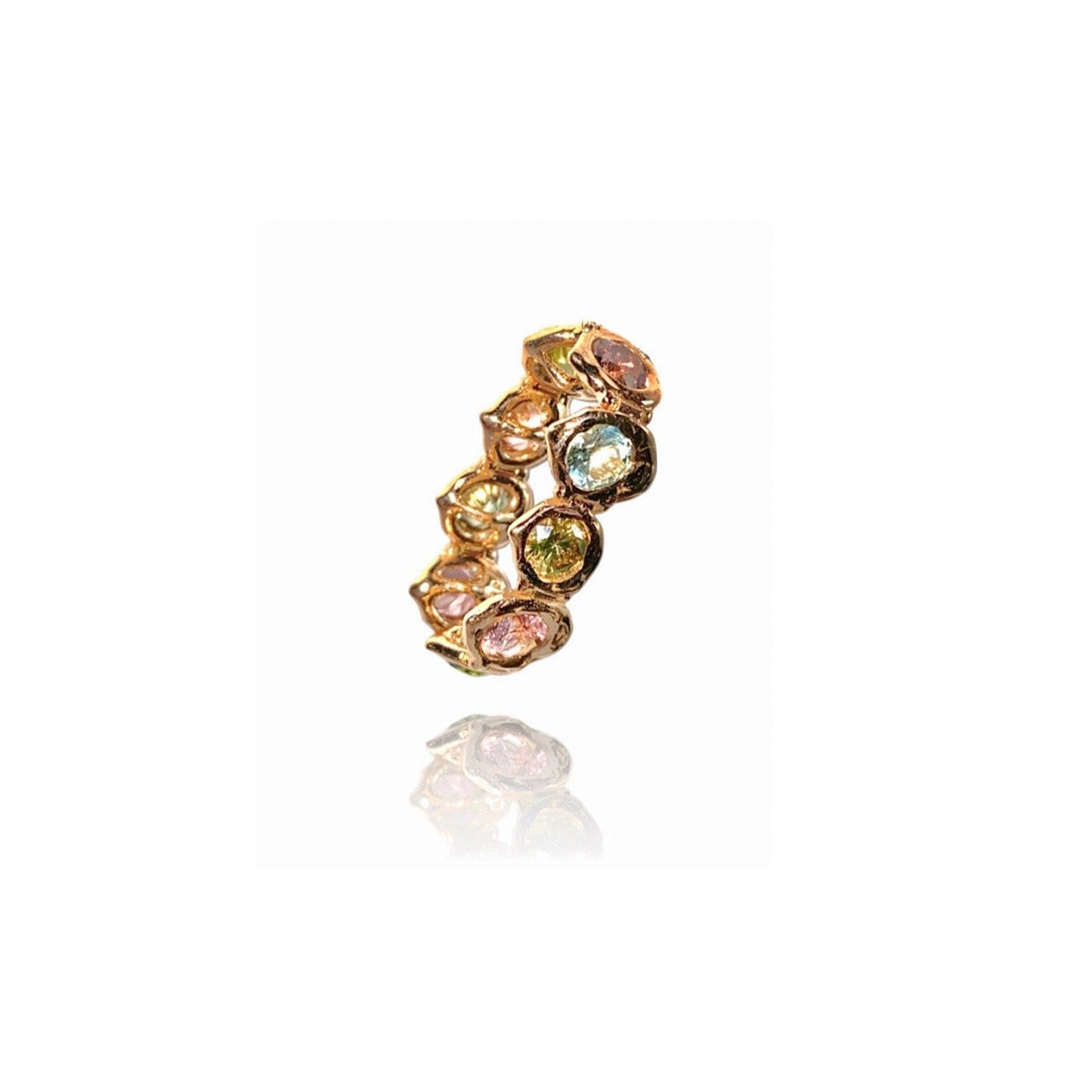 Multicolor Tourmaline Gold Tennis Ring