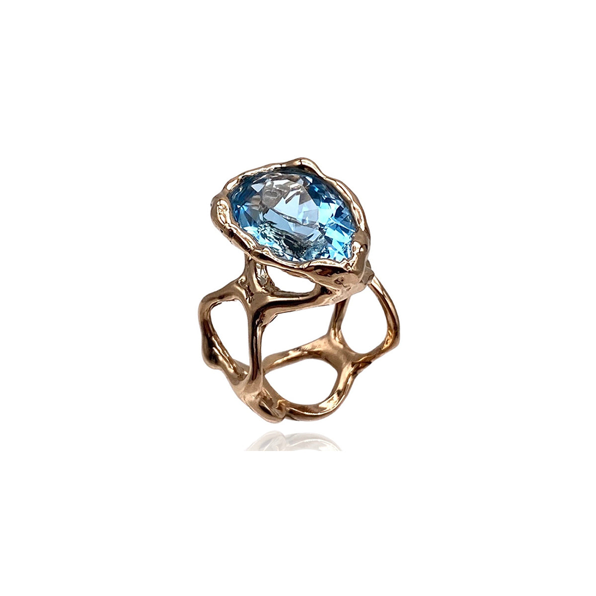 Reticolo Ring With Blu Topaz