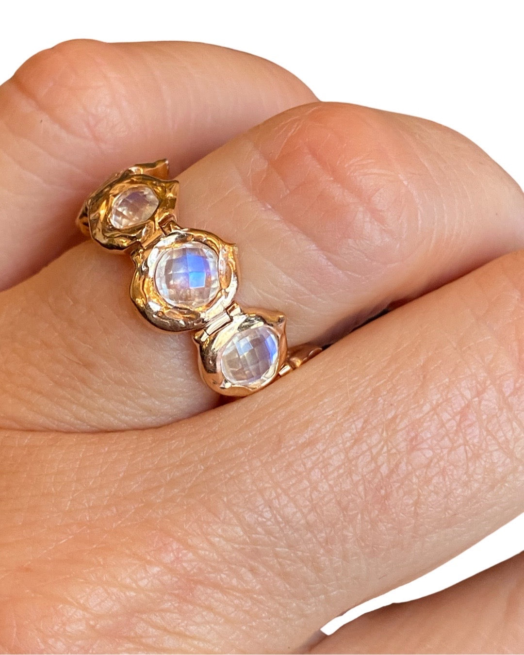 Rose Gold Tennis Ring With White Moonstone