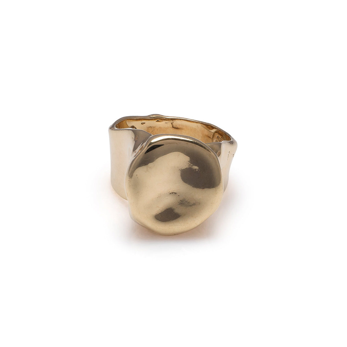Yellow Gold Round Chevalier Ring