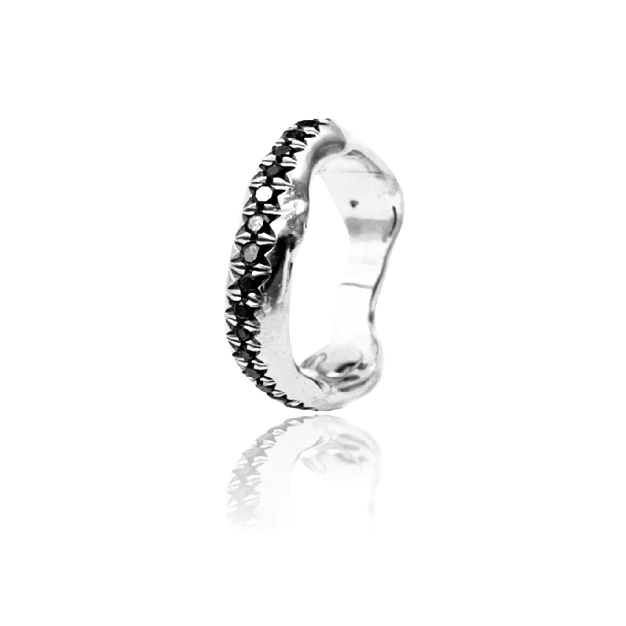 18kt Gold Organic Band with Black Diamonds