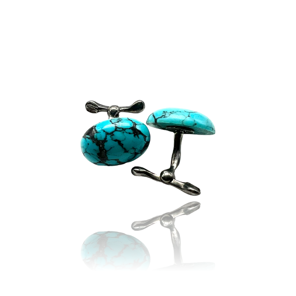 Silver and turquoise cufflinks