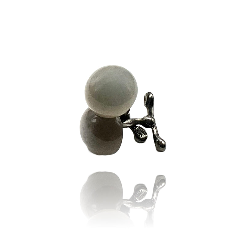 Silver and gray moonstone cufflinks