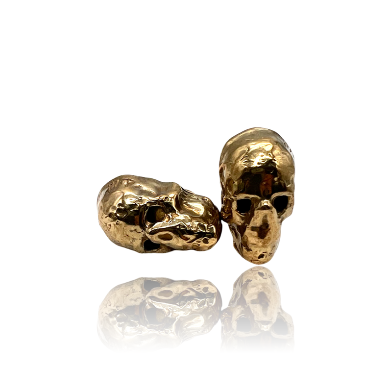 Silver brown big skull cufflinks