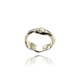 Silver white rhodium plated Organic Band with icy Diamond