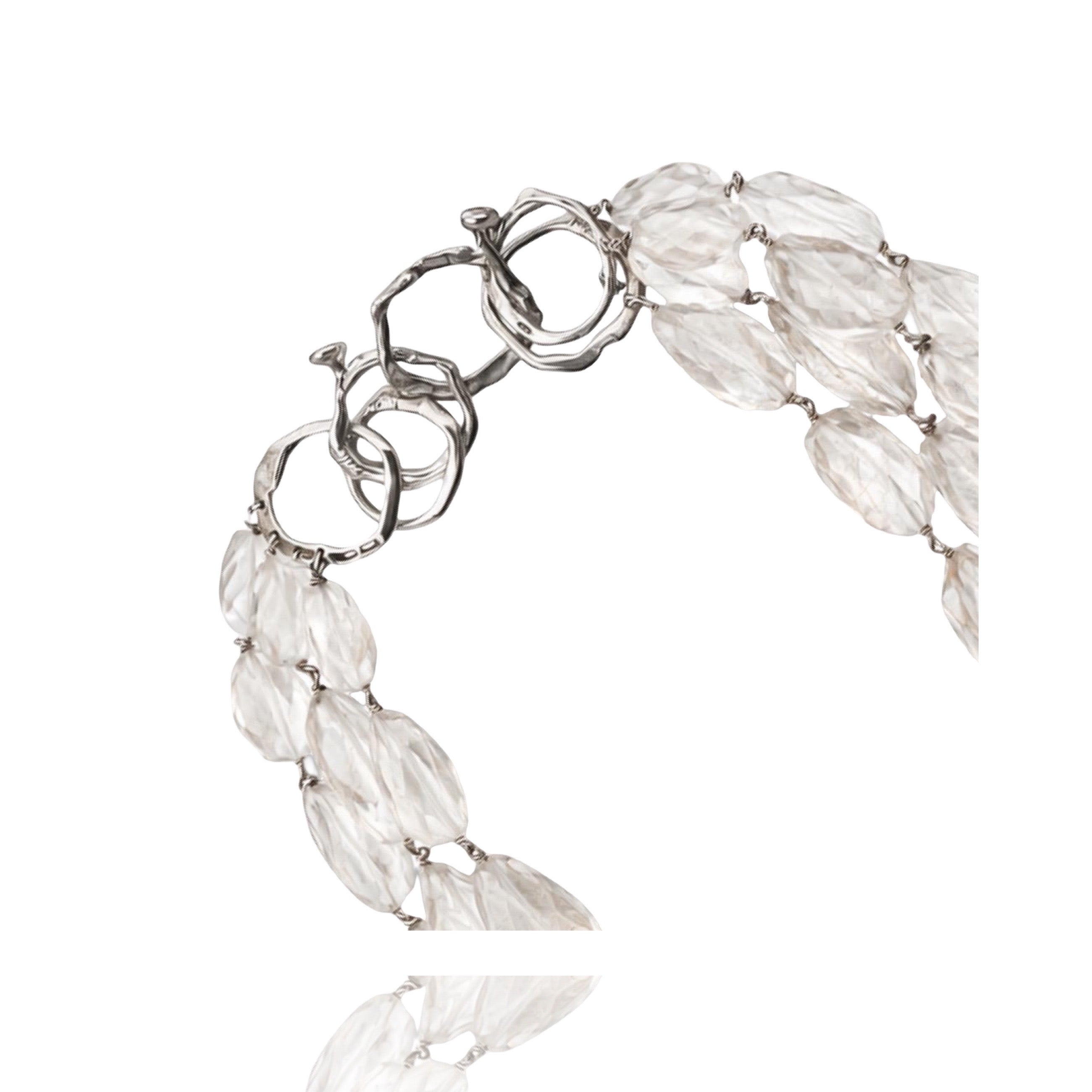 Silver necklace in White Quartz