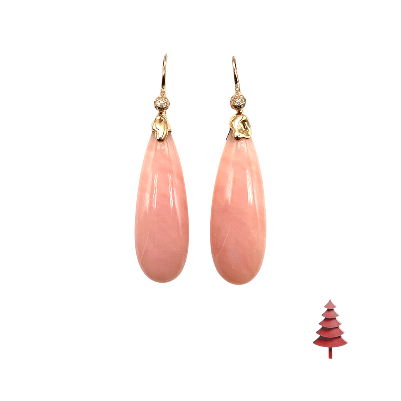 18 kt rose gold earrings with pink opal