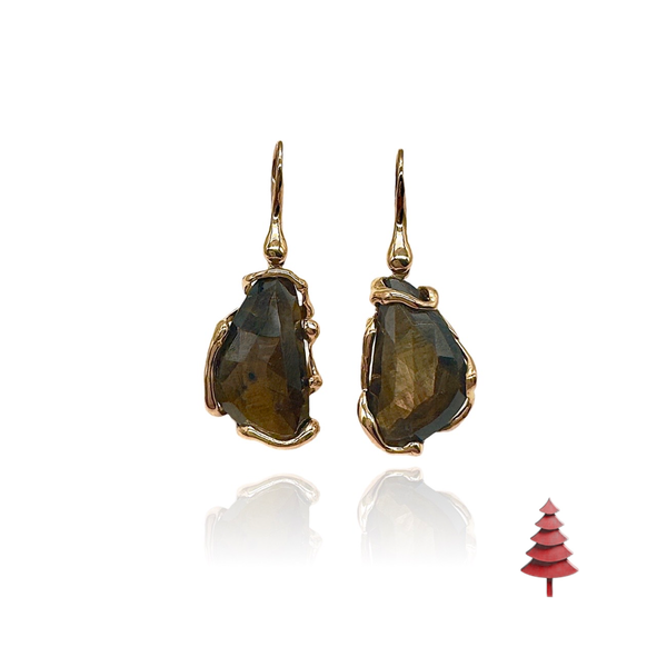 18kt Rose Gold Brown Sapphires Quercus Earrings