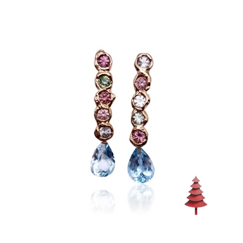 18kt Rose Gold Earring with Tourmaline and Topaz