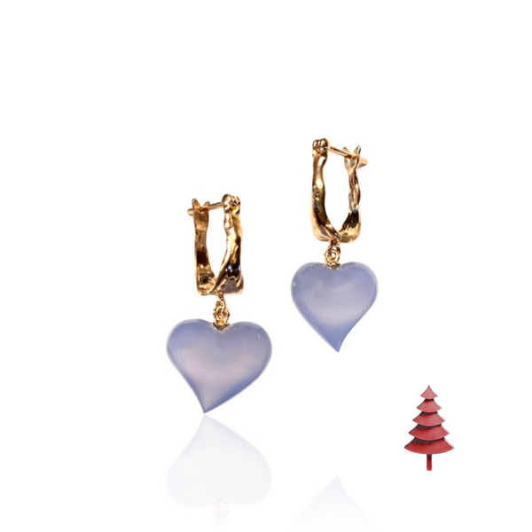 18kt Rose Gold Earrings with Chalcedony Hearts