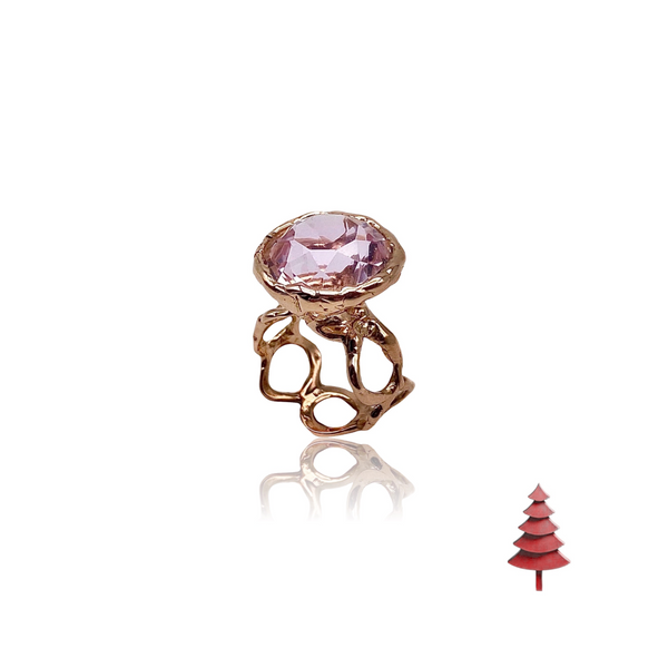 18kt Rose Gold Reticolo Ring with Morganite