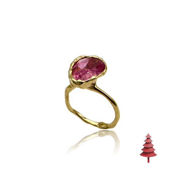 18kt Yellow Gold Rubellite Microbo Ring