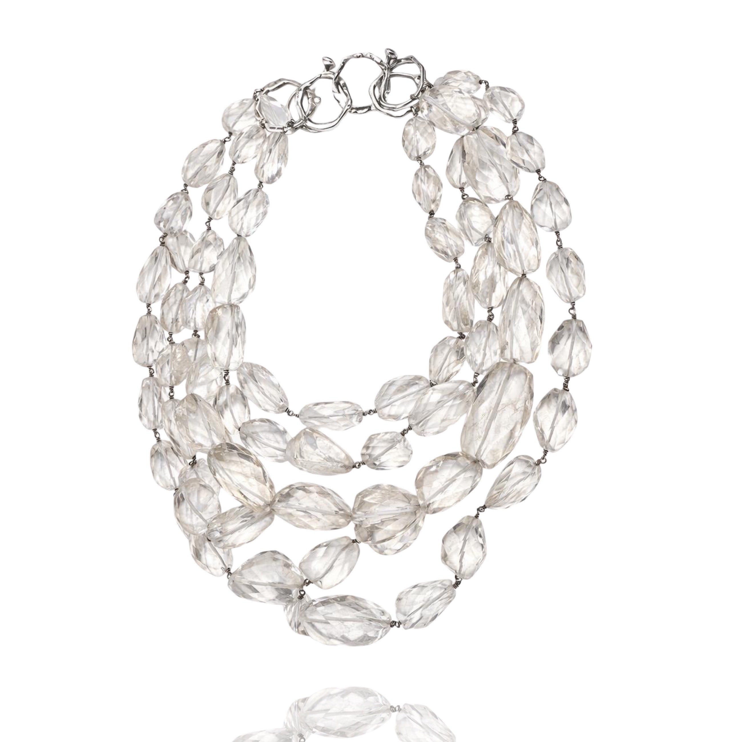 Silver necklace in White Quartz