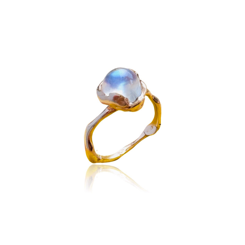 18kt Rose Gold Microbo  Ring with Blue Moonstone