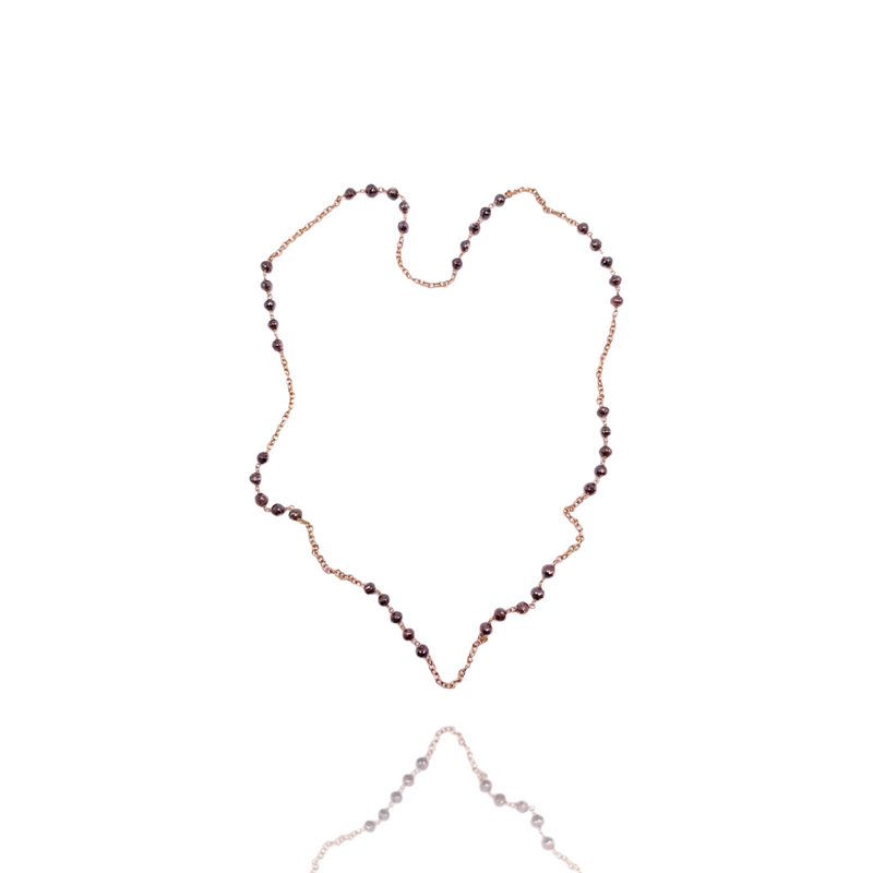 18kt Rose Gold Micro BIG Necklace Chain with Reddish diamonds