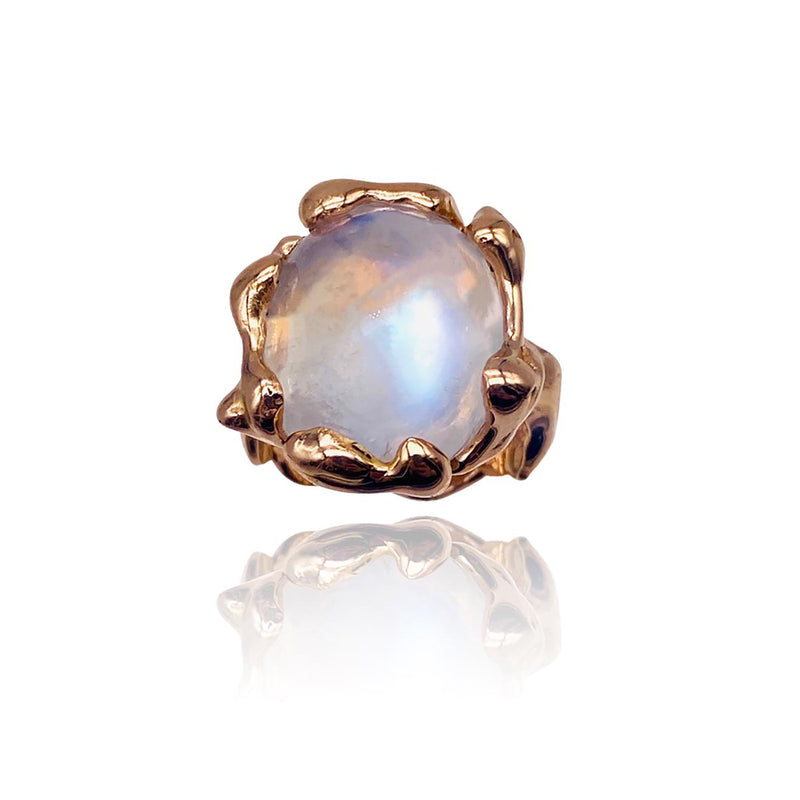 18k Gold Petite Quercus Rainbow Moonstone Ring