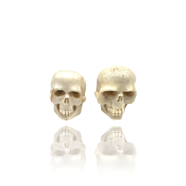 Silver cufflinks with bone skulls