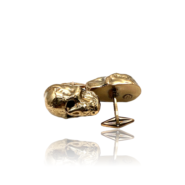 Silver brown big skull cufflinks