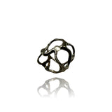 Puffy ring in Silver and black rhodium  plated Organic Band with icy Diamond
