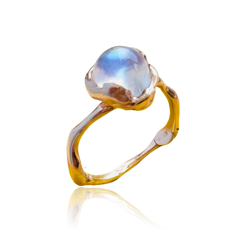 18kt Rose Gold Microbo  Ring with Blue Moonstone