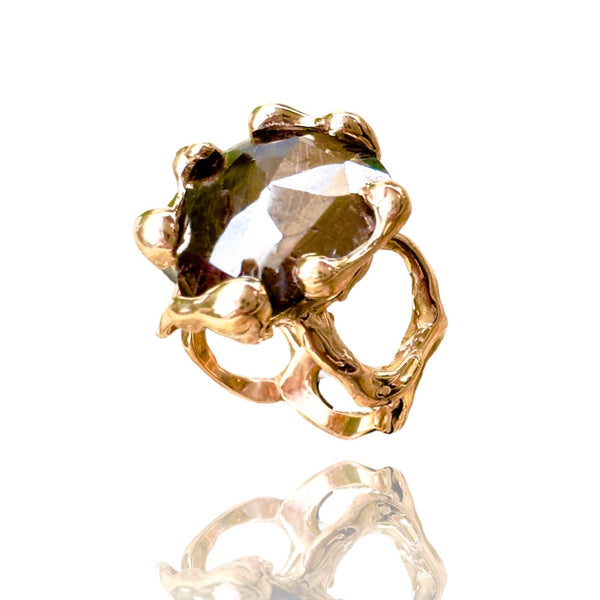 18kt Rose Gold Quercus Ring with Brown Sapphire