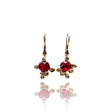 18kt Gold Earrings with red Tourmaline and diamonds