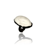 Sterling Silver Ring in black enamel with quartz cabochon