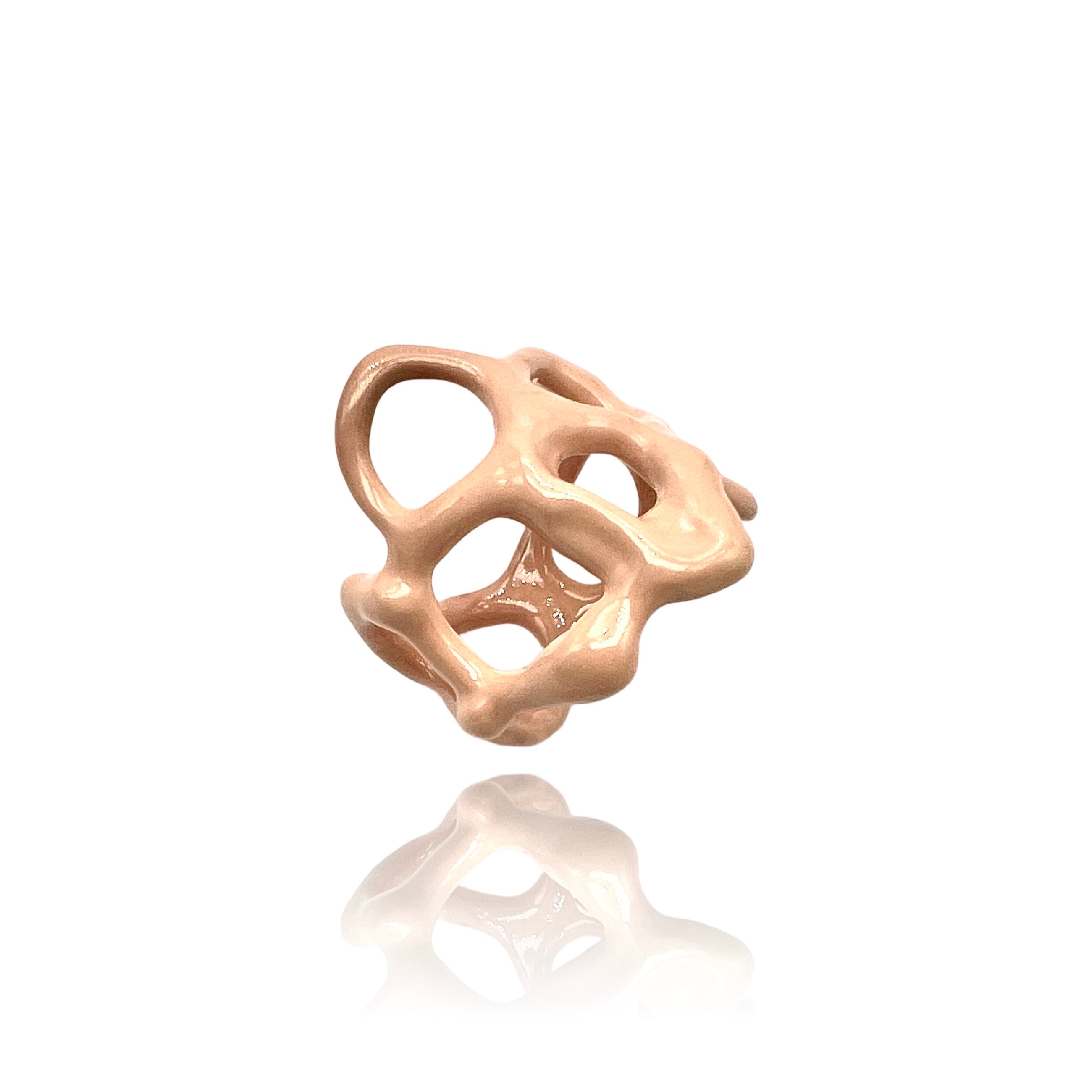 Silver  Pink Sand Enamel Plated Organic Ring
